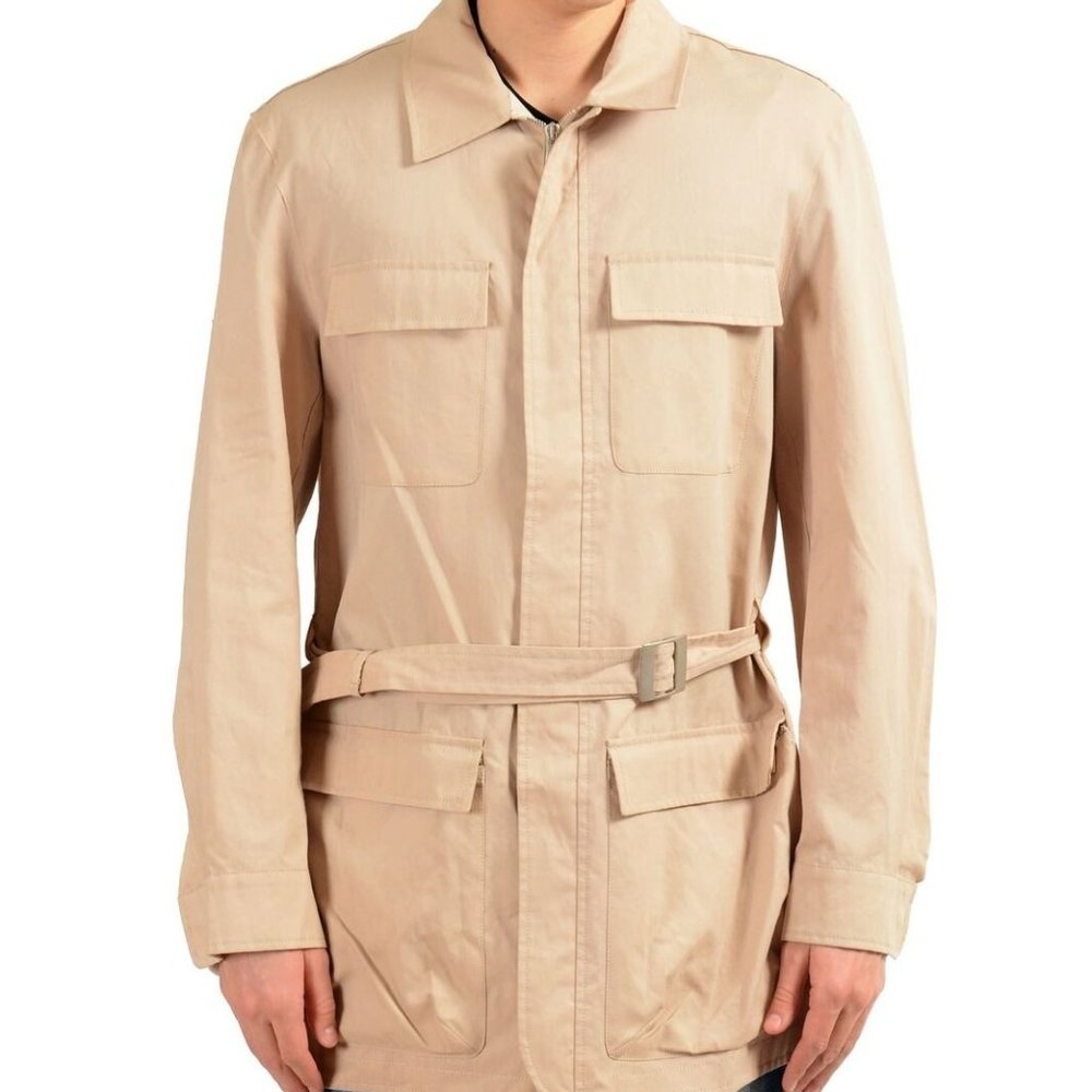 Malo Beige Full Zip Men's Basic Coat